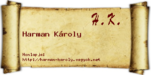Harman Károly névjegykártya